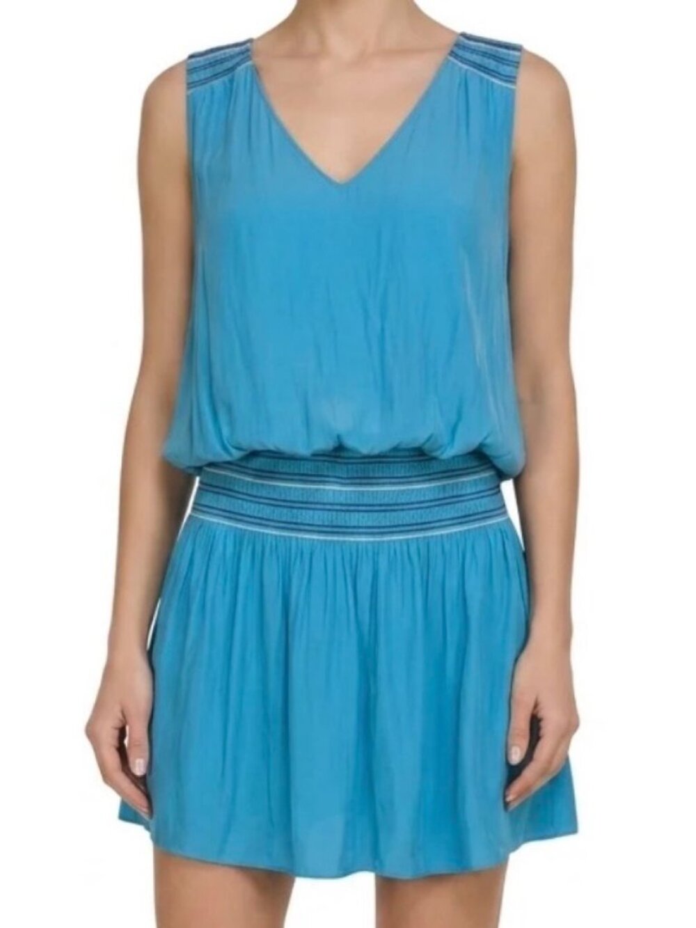 Ramy Brook Silk Dany V-Neck Sleeveless Embroidered Mini Dress Size M